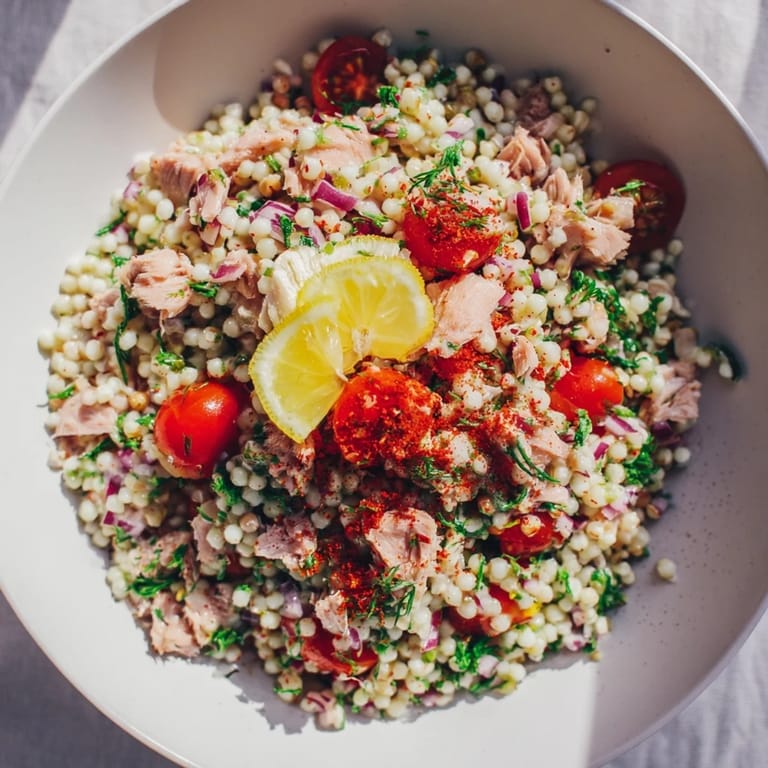Enjoy the Mediterranean flavors of this easy Dense Chickpea and Tuna Salad, ready in minutes.