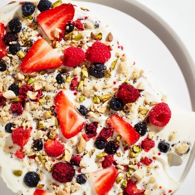 Cool, refreshing Frozen Fruit Yogurt Bark; a tempting, healthy snack perfect any time of day.