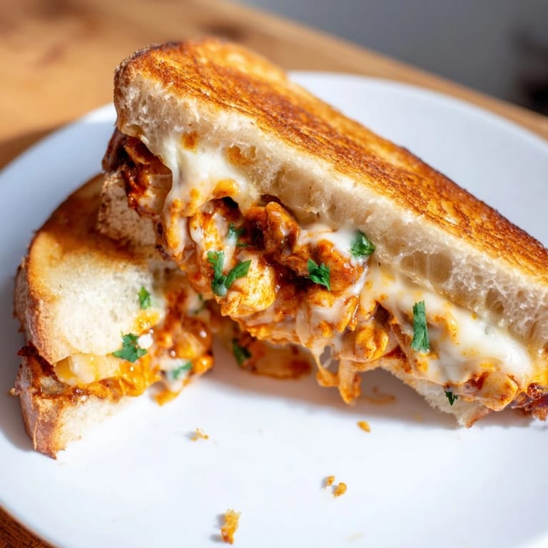 A comforting fusion: the delicious Savory Butter Chicken Grilled Cheese, served hot and ready.