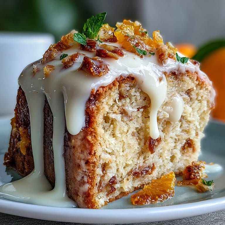 Golden-baked Heavenly Blood Orange Yogurt Cake loaf with glossy citrus icing, perfect for breakfast or a sweet snack with a cup of coffee.