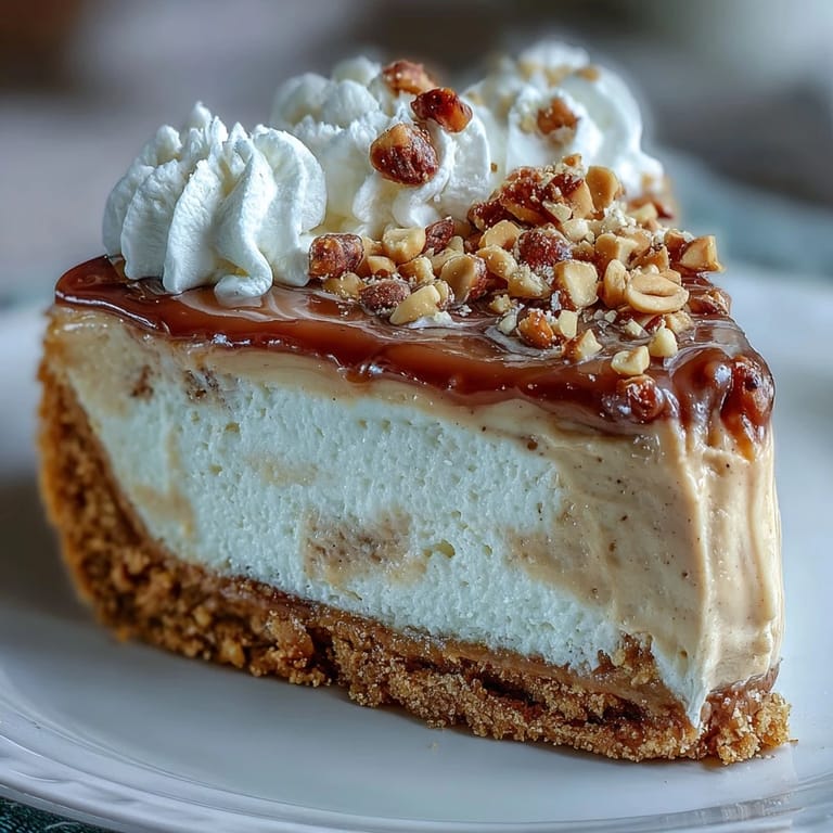 Close-up on a decadent slice of Nutter Butter cheesecake being lifted from the pan, highlighting the smooth, creamy texture and chunks of peanuts. The base shows the crumbly, golden-brown crust made from crushed cookies.