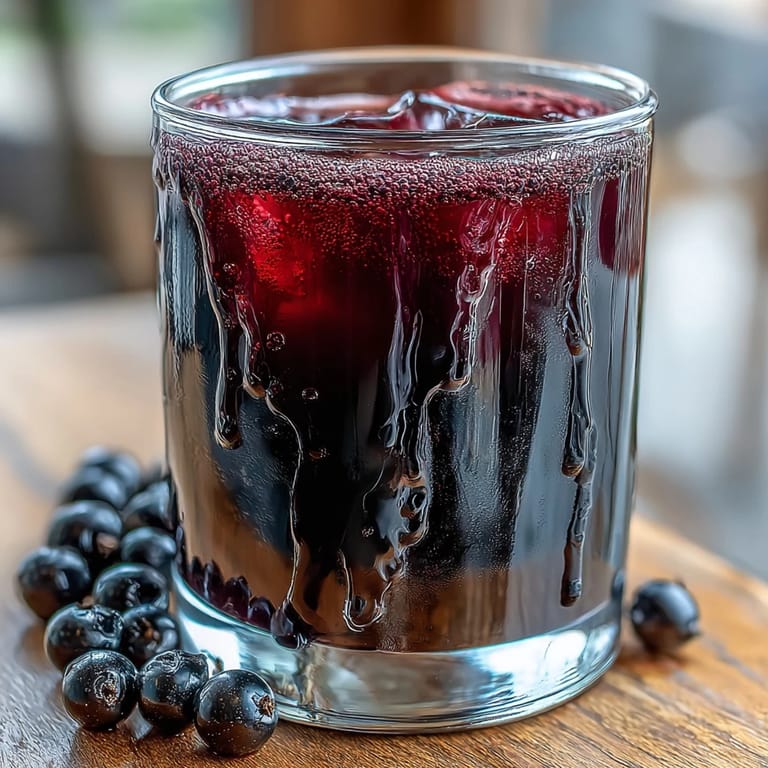 Overhead shot of fresh blackcurrants, rum, sugar, and a vanilla bean prepped for Black Currant Rum Liqueur.