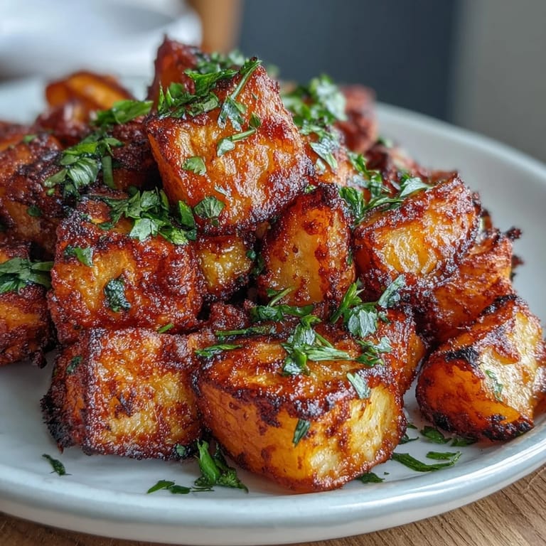 Spicy Mexican-Style Street Potatoes served hot with lime wedges and cilantro, perfect for a side dish.