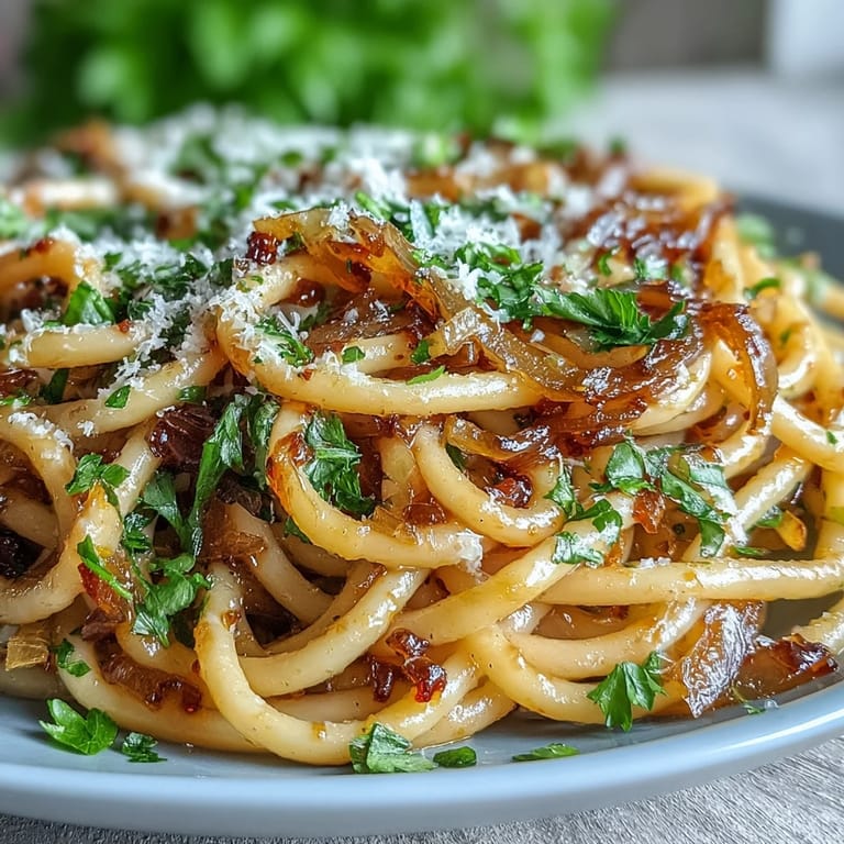 A fork lifts strands of pasta tossed in chili oil, topped with grated Parmesan cheese.