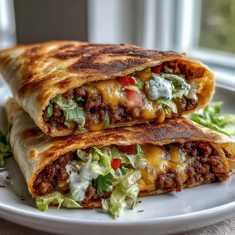 Close-up of a homemade Keto Taco Bell Copycat Crunchwrap with a crunchy pork rind topping, served beside fresh jalapeños and salsa.