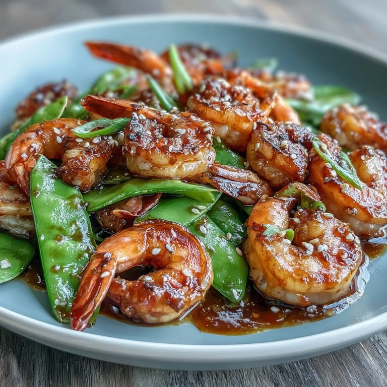 Quick shrimp stir-fry loaded with colorful vegetables, served over light, fluffy cauliflower rice for a healthy dinner.  