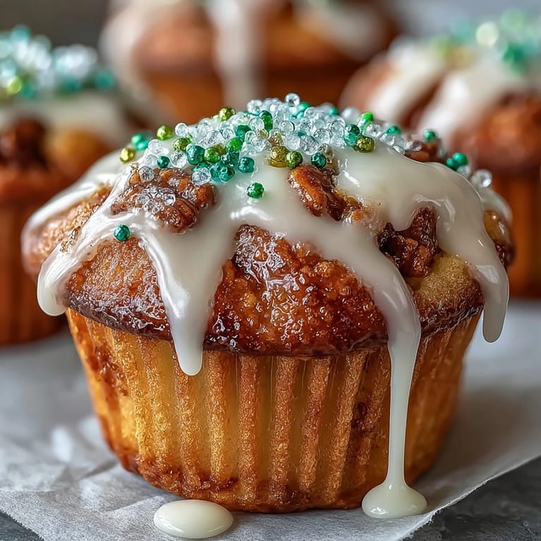 Traditional New Orleans King Cake flavors in mini cupcake form, topped with purple, green, and gold sugar.