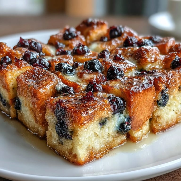 A comforting sourdough bread bake infused with lemon zest and fresh blueberries, topped with cinnamon sugar and baked to a crisp, golden finish.