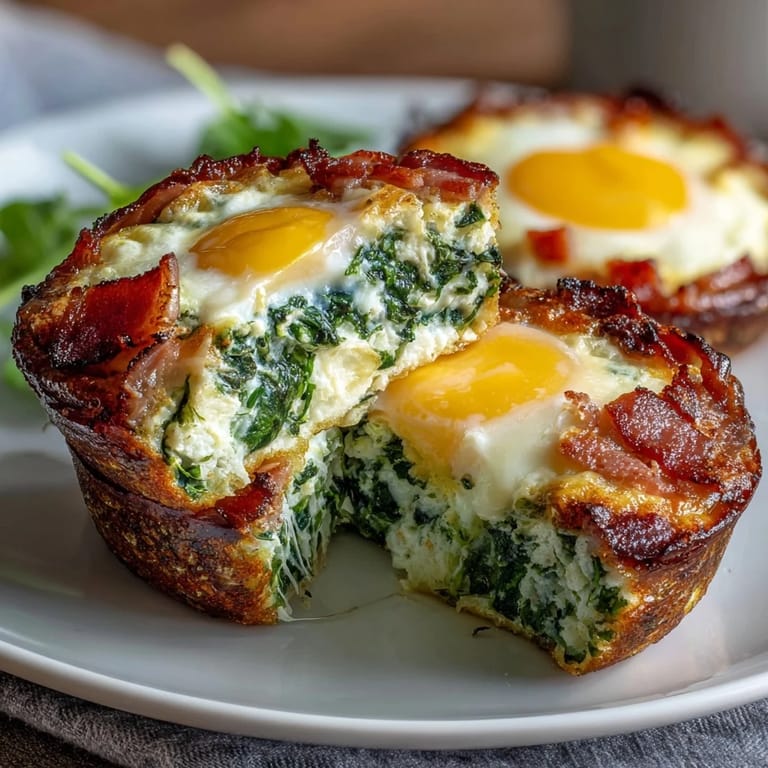 Kid-friendly green eggs and ham breakfast cups featuring savory ham shells filled with spinach-egg mixture and gooey cheddar cheese.