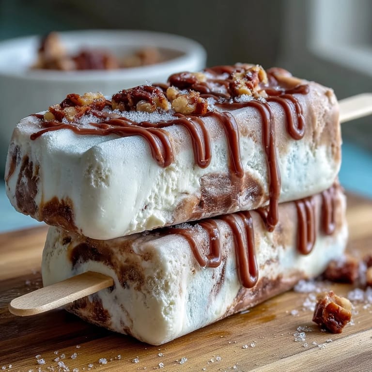 Decadent frozen fudge pops swirled with vanilla bean and espresso, perfect for a sweet, creamy pick-me-up on a hot day.