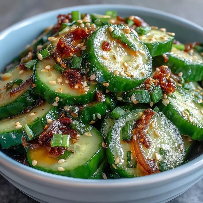 Tangy sesame rice vinegar dressing coats thin cucumber slices in this easy, gluten-free Asian-inspired salad.