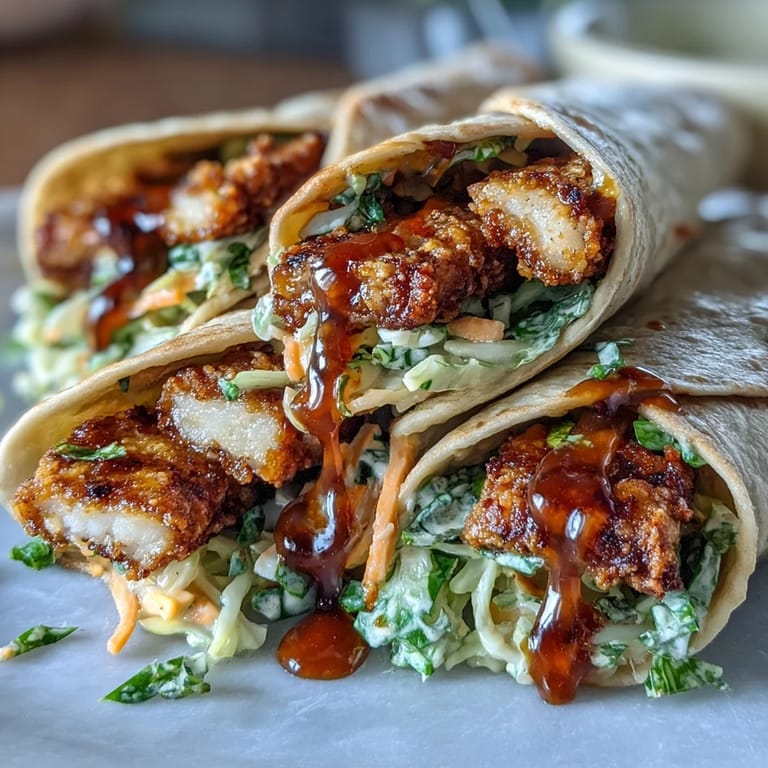 Golden fried Crispy KFC Turkey Snack Wraps served with creamy ranch dressing and colorful, crunchy slaw on a plate.