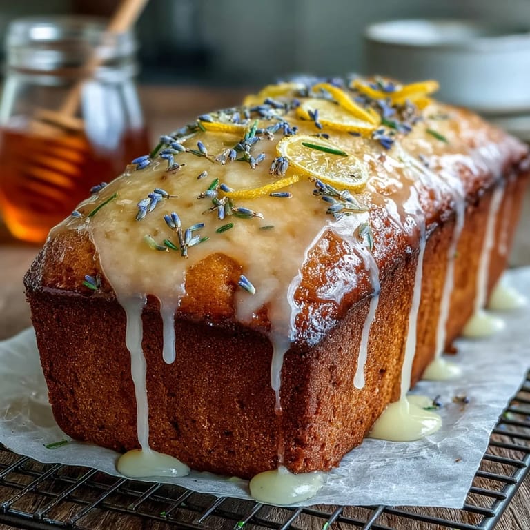 A beautiful slice of Lemon Lavender Loaf Cake ready for tea.