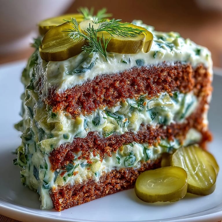 A unique Pickle Cake served, perfect for adventurous brunch guests.