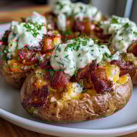 1. BBQ Baby Shower Loaded Baked Potato Salad with crispy bacon, cheddar cheese, and fresh herbs, perfect for celebrations.