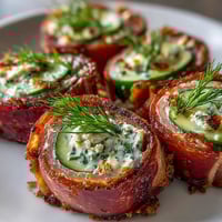 Ham, cream cheese, and pickle pinwheels: savory, tangy, and creamy bite-sized rolls perfect for parties.