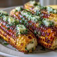 Charred Memorial Day grilled corn with four vibrant herbed butters.