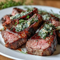 Succulent lamb chops seared to perfection, topped with a vibrant gremolata of parsley, lemon, and garlic.  